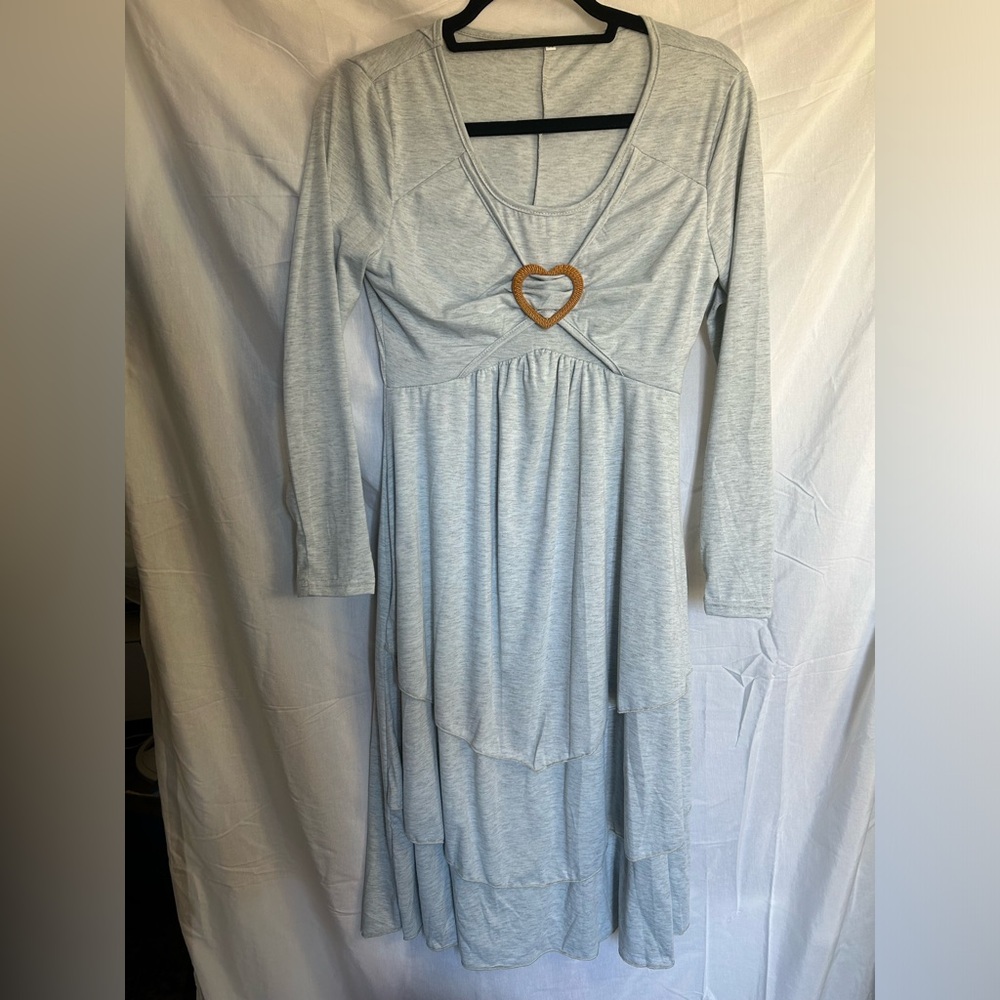 Grey Dress with Heart Design